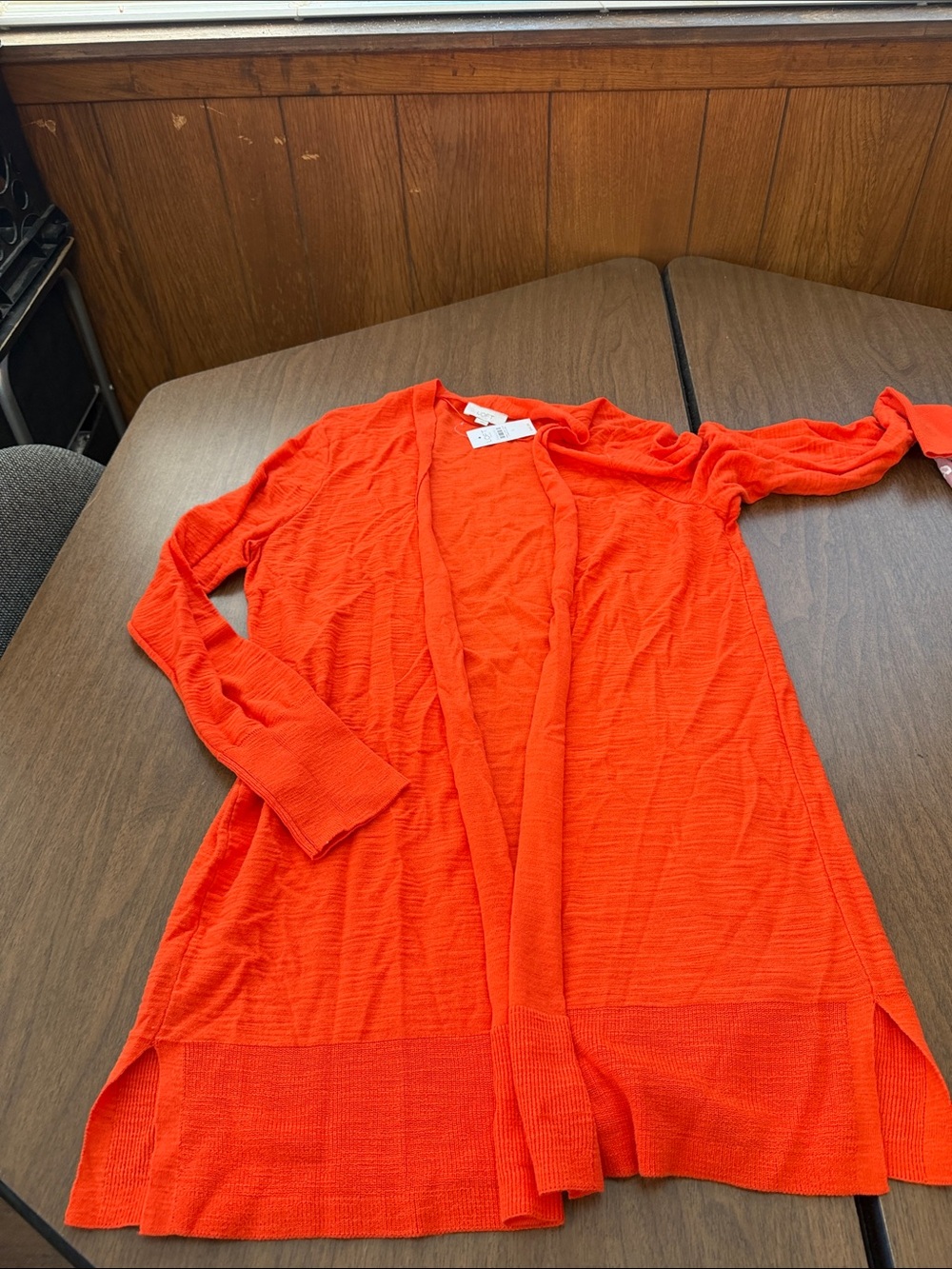 LOFT Orange Lightweight Open-Front Cardigan